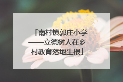 南村镇郭庄小学——立德树人在乡村教育落地生根